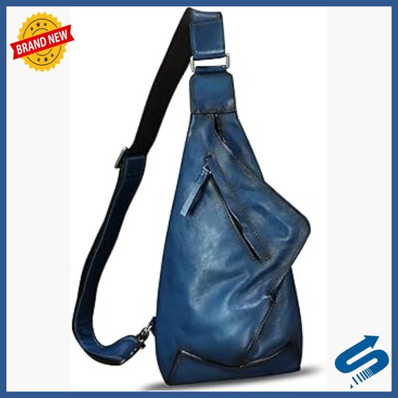 Genuine Leather Sling Backpack Crossbody Bag Unisex 17.5x11x35cm main image 4
